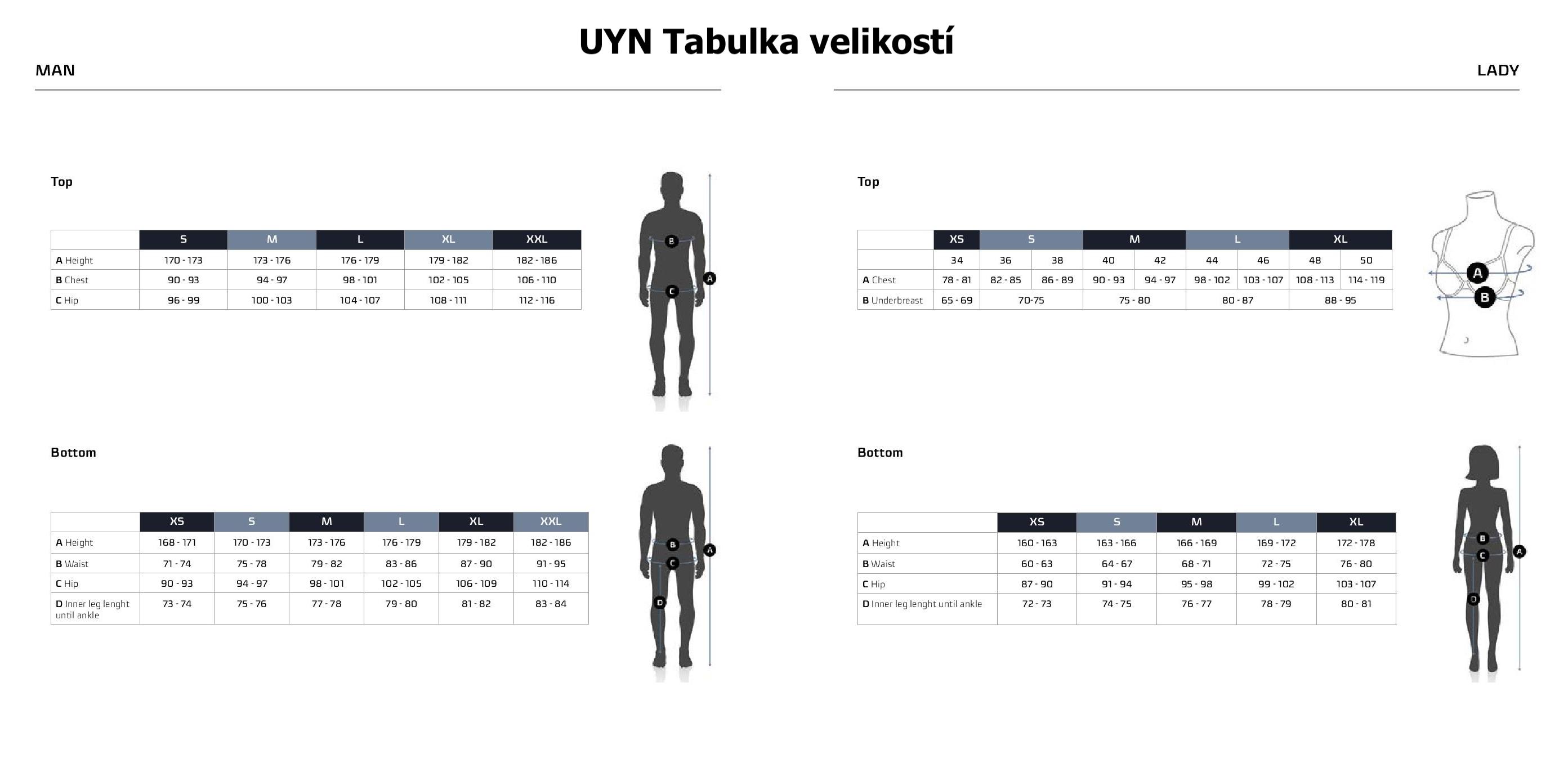 UYN Size chart
